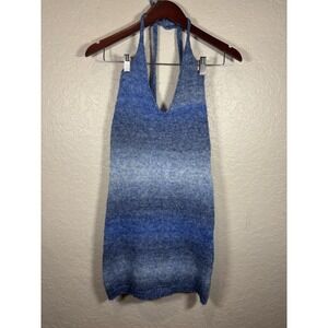 Princess Polly Y2K Women's‎ Blue Blair Mini Knit Halter Dress Ombre, Size S